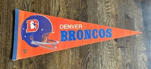 Vintage NFL DENVER BRONCOS 2 BAR HELMET FELT PENNANT Throwback Football American - Picture 1 of 5