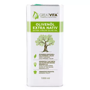 GreatVita Olivenöl 1000ml extra nativ, kaltgepresst | 1L Kanister virgin Öl - Bild 1 von 6