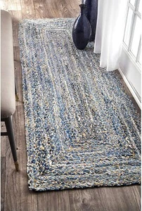 Alfombra 100% Natural Yute Denim Alfombra de área hecha a mano Alfombra de as... - Imagen 1 de 5
