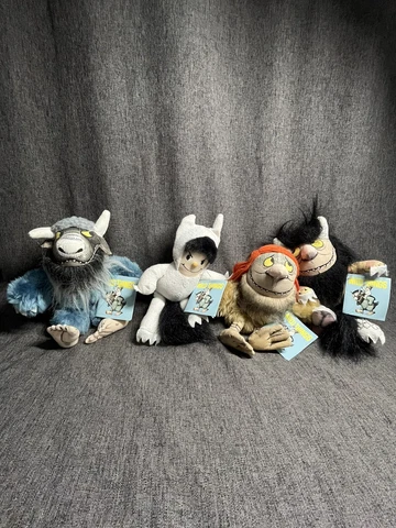 Vintage 1985 Where The Wild Things Are 9” Plush Lot Bernard Max Moishe Sipi Tags Cover