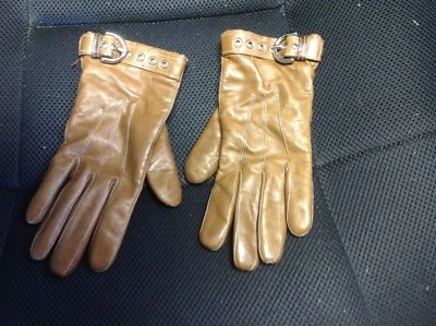 Guantes para mujer Coach de cuero/cachemira, marrón Foto 1 de 3