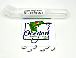 Cabezal de cuentas Zebra Midge PLATEADO, 6 moscas. ¡Envío GRATIS en todos los artículos adicionales! - Imagen 1 de 4