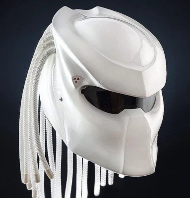 FREE SHIPPING AWESOME WHITE PLAIN SOLID PREDATOR HELMET FOR BIKER  WITH 3 LASERS - Image 1 of 4