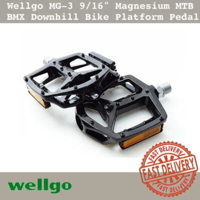Wellgo MG-3 9/16" Magnesio MTB BMX Descenso Bicicleta Bicicleta Plataforma Pedal - Negro Foto 1 de 4