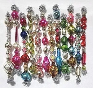 ✨️☃️ 12 Vtg Mercury Glass Garland Icicle Bead Christmas Ornaments 4~4.5" - Picture 1 of 7