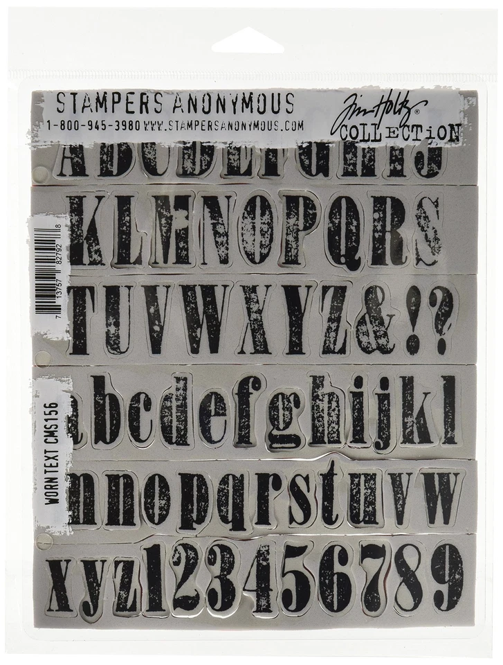 Stampers Anonymous Tim Holtz Cling Rubber Stamp Set, 7 by 8.5-Inch, Worn Text - Изображение 1 из 1