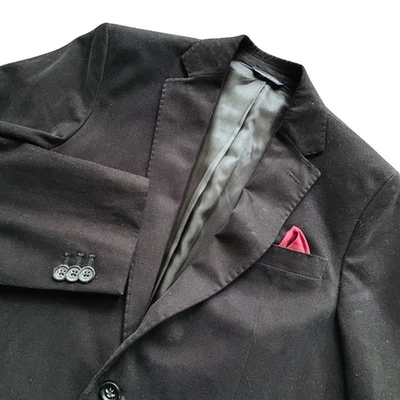 Blazer Banana Republic masculino 38R ajuste moderno preto veludo jaqueta terno separado - Imagem 1 de 4