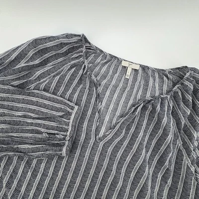 JOIE женщин L синий шеврон полоски хлопок блузка верхний 3/4 рукав - Изображение 1 из 4