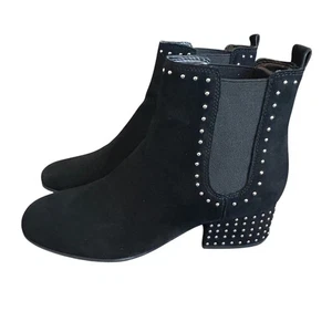 Botines Marc Fisher Ltd negros de gamuza plateados con tachuelas de tacón bloque talla 9 - Imagen 1 de 7