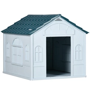 PawHut Weather-Resistant Dog House, Puppy Shelter for Medium Dogs - Blue - Picture 1 of 9
