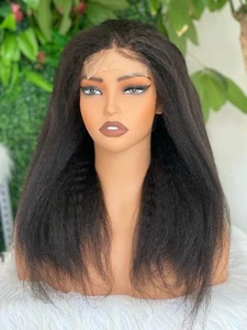18”inches Brazilian human hair 4x4 Glueless Yaki Straight wig - Picture 1 of 3