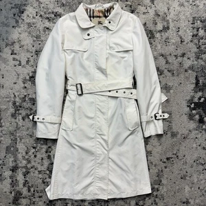 Burberry London Tess White Belted Trench Coat Jacket Womens Size 6R - Picture 1 of 11
