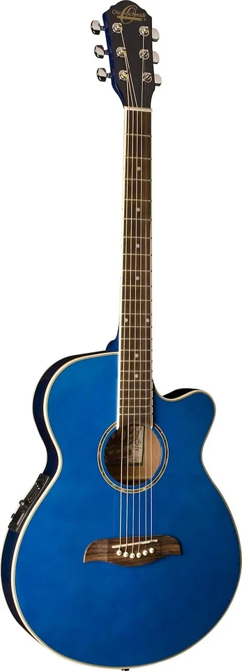 Oscar Schmidt OG8CETBL-A Folk Cutaway Acoustic Electric Guitar. Trans Blue - Image 1 of 1
