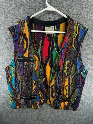 Coogi Medium Cotton Colorful Australia Knit Sweater Vest Sleeveless 3D ** - Image 1 of 4