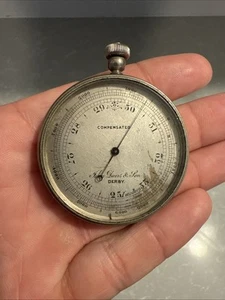 Antique John Davis & Son DERBY Pocket Altimeter Barometer Pocket Watch Silver - Picture 1 of 6