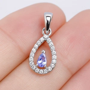 Dazzling Tanzanite with Zircon pendant 925 Sterling Silver jewellry pendant - Picture 1 of 5