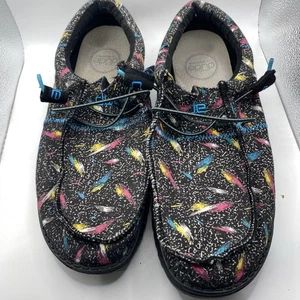 Hey Dude Wally Tri Retro schwarz mehrfarbig Schuhe Slipper Herren Größe 8 EUC SELTEN - Bild 1 von 11