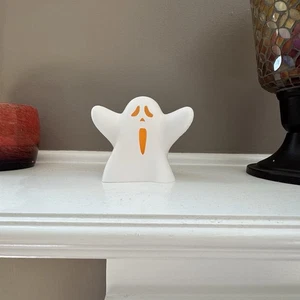 Halloween moderne 3D-gedruckte Geist Dekoration - weiß (Teelicht optional), NEU - Bild 1 von 6