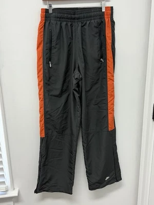 Pantalones Cortavientos Nike De Colección M Gris Naranja Pierna Ancha Swoosh Pantalón de Pista Y2K Foto 1 de 4