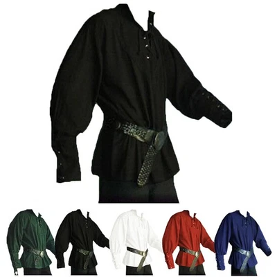 MARKENLOS Herren Mittelalterliche Renaissance Piratenhemd Wikinger Gothic Cosplay Outfit