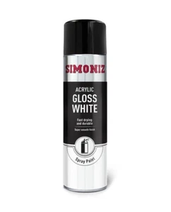 Simoniz Gloss White Acrylic Car Paint Spray Aerosol 500ml Smooth Finish - Picture 1 of 6