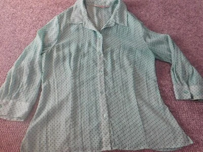 Blusa Croft & Barrow Mujer Grande Lunares Verdes Botón Elástico Transparente Foto 1 de 4