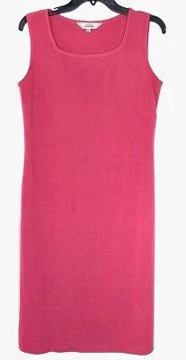 EXCLUSIVELY MISOOK Pink Knit Square Neck Sleeveless Acrylic Midi Dress S = 6/8 - Image 1 of 4