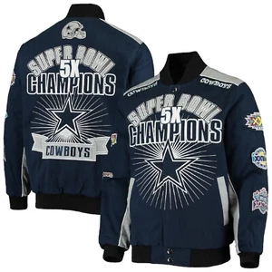 Dallas Cowboys Triumph 5 Time Commemorative Twill Men's Jacket By G-III- Blue - Picture 1 of 4