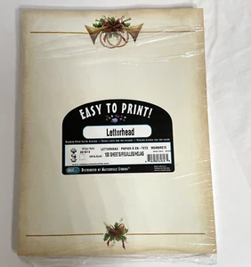 NEW Christmas Antique Horns Letterhead Writing Printer Paper Holiday 100 Sheets - Picture 1 of 5
