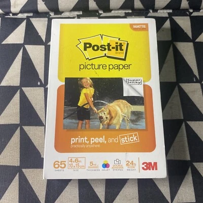 Post-it Picture Paper 65 Sheets 4 x 6 3M Matte Non Glare Print Peel Stick - Image 1 of 4