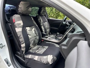 For Hyundai Santa Fe 2001-on Car Front Seat Covers Black Grey Camo canvas 2PCS - Picture 1 of 5