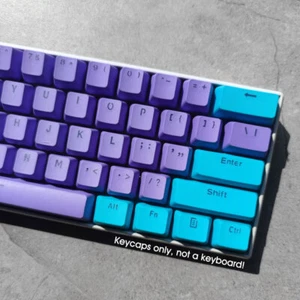 Purple with Blue Multi-color Doubleshot Keycaps Set PBT for Mechanical Keyboards - Picture 1 of 10