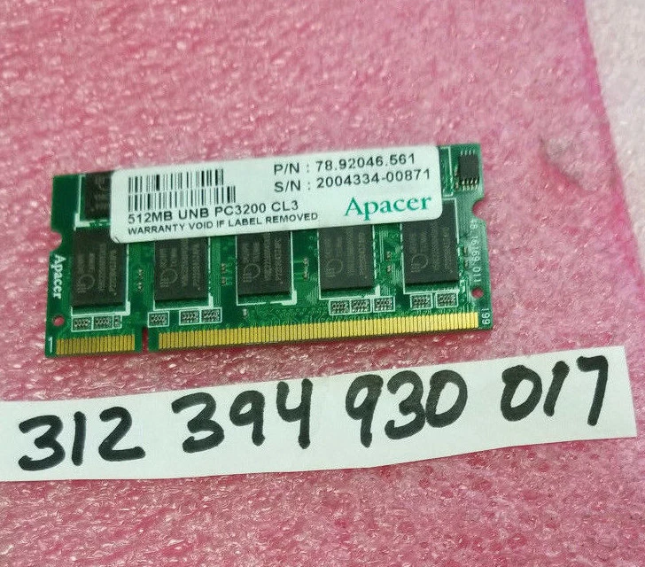  512MB 200-Pin DDR SO-DIMM DDR 400 (PC 3200) Laptop Memory Model 78.92046.561 - Image 1 of 1