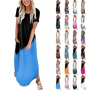 Women Casual Loose Sundress Long Dress Sleeveless Split Maxi Dress Summer Beach - Picture 1 of 81