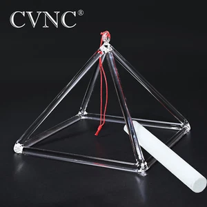CVNC 4 pulgadas Cristal de Cuarzo Transparente Pirámide Tazón Sonido Energía Gamuza Mazo - Imagen 1 de 6
