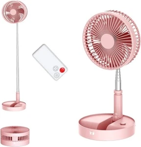 Pink: Schreibtisch und Tisch Luftventilator Batteriebetrieben Ventilator Klappbar mit Fernbedienung NEU* - Bild 1 von 10