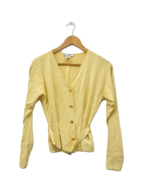CELINE Butter Yellow Crepe Knit Cardigan V Neck Removable Belt FR 38 AU 10 US 6 — 第 1/4 张图片