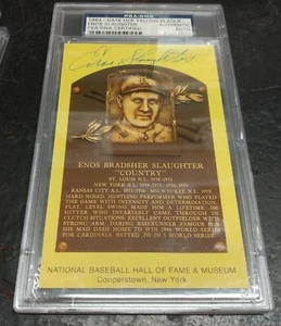 Enos Slaughter Signed Yellow HOF Plaque Postcard PSA/DNA Certified AUTO - Picture 1 of 1