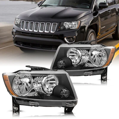 Halogen Pair Headlamp For 2011-2013 Jeep Grand Cherokee/11-17 Compass Headlights - Image 1 of 4