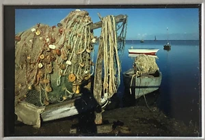 Vintage Slide of Boats with Fishing Nets and Floats Probably Caribbean Area - Picture 1 of 2
