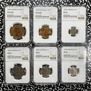 1960 Australia 6x Coin NGC Graded Proof Set Lot#B2433 (PR65-67) - Picture 1 of 20