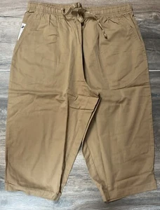 ONLY NECESSITIES CAMEL COLOR DRAWSTRING ELASTIC WAIST CAPRI PANTS SIZE 22W P NEW - Picture 1 of 6