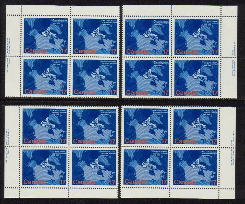 1980 Canada SC# 847 - Arctic Islands - Set of 4 Plate Blocks M-NH Lot # 2947s - Image 1 of 1