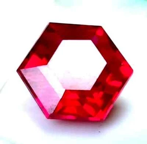 Piedra preciosa suelta certificada hexagonal color rojo sangre rubí birmano natural de 9,95 quilates - Imagen 1 de 7