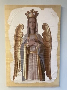 Queen Of Angels: Wood Plaques (16” X 22”) with Stained Image Of Saint - Picture 1 of 1