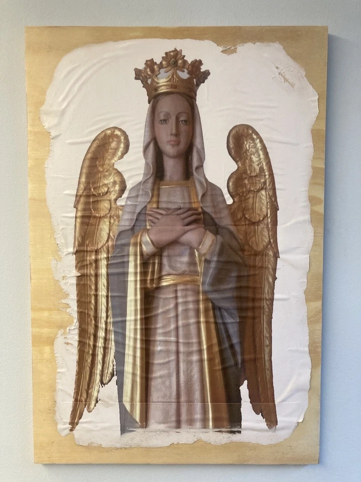 Queen Of Angels: Wood Plaques (16” X 22”) with Stained Image Of Saint - Image 1 of 1