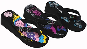 New Womens Sandals Flip Flops Butterfly Studded Platform Wedge Thong Shoes Sizes - Picture 1 of 4