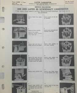 1939 UP MOPAR CARTER B&B 1 BARREL SERVICE ADJUSTMENT PROCEDURES BULLETIN-4 PAGE - Picture 1 of 1