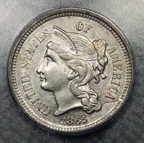 1865 Three Cent Nickel 3c ICG - MS61 Cover