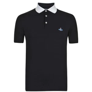 New Vivienne Westwood Organic Cotton 2H01000C J0009 Contrast Collar Polo Shirt - Picture 1 of 2